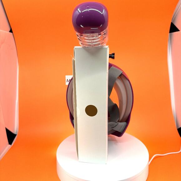 Snorkel Mask- 180 Degree Panoramic Full Face Design in Plum, Size Small/Medium - Picture 14 of 16